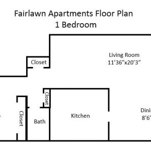 Fairlawn Garden 1BR Apartment Floorplan