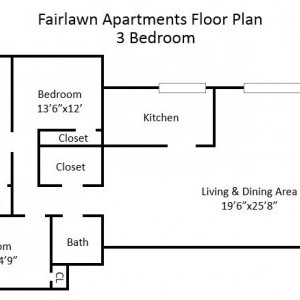Fairlawn Garden 3BR Apartment Floorplan